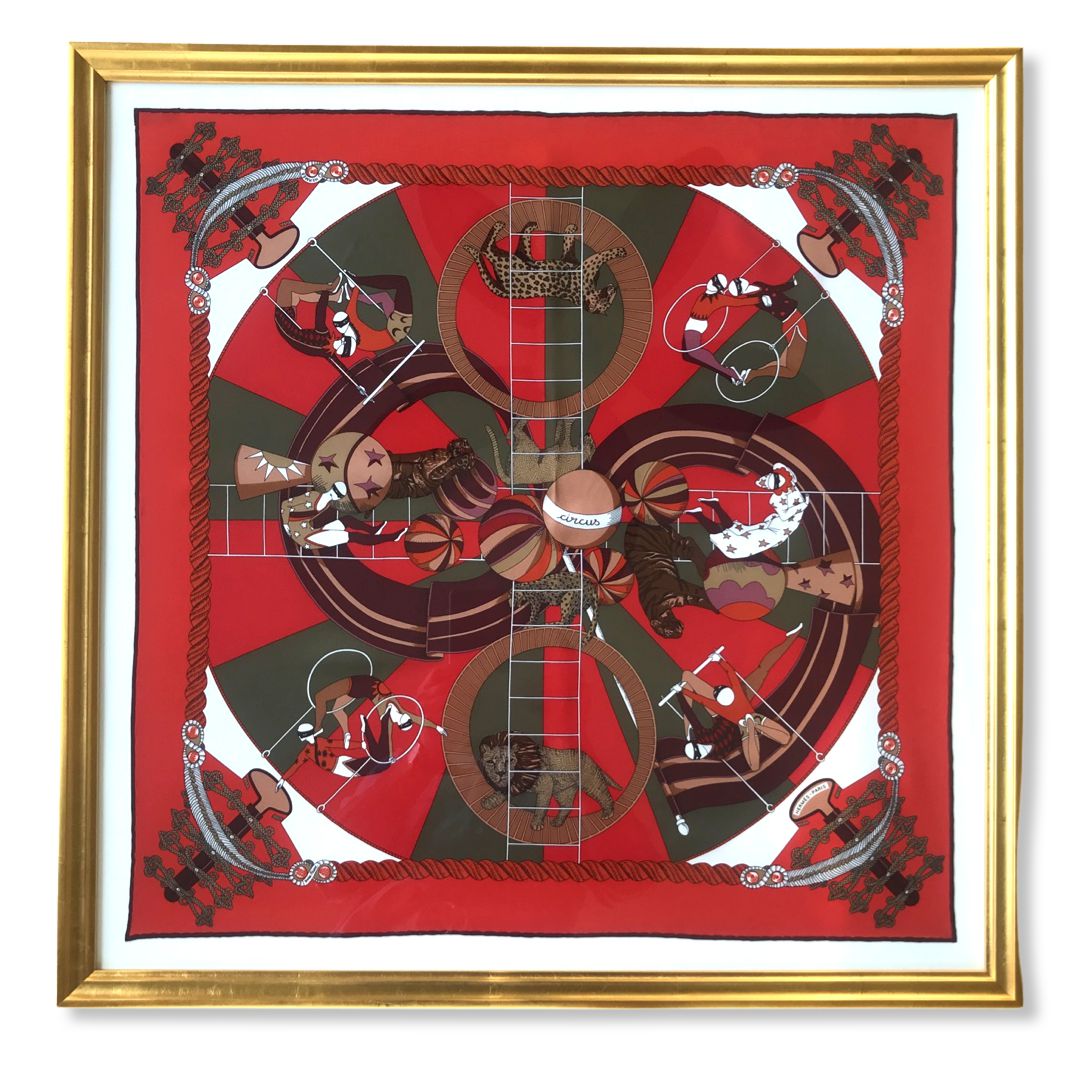 Circus Framed Vintage Silk Scarf 32"