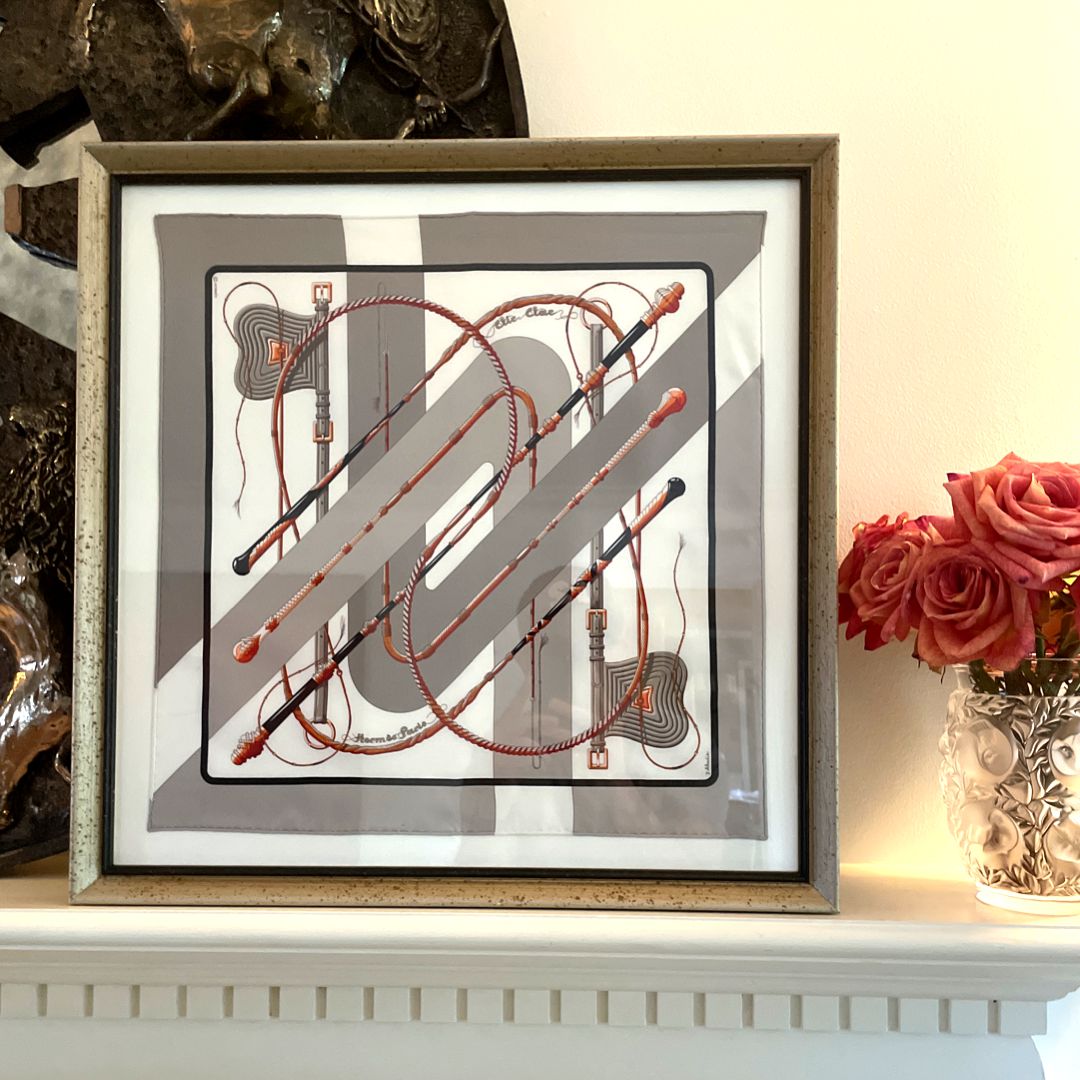 Clic Clac Framed Vintage Silk Scarf 20"
