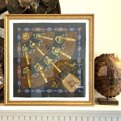 Cliquetis Framed Vintage Silk Scarf 20"