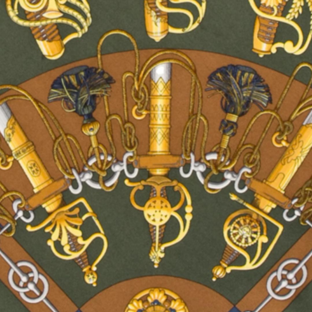 Cliquetis Framed Vintage Silk Scarf 20"