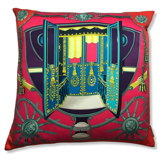 Vintage Hermes Pillow Coach d'Hermes Vintage Silk Scarf Pillow 28" at Vintage Luxe Up
