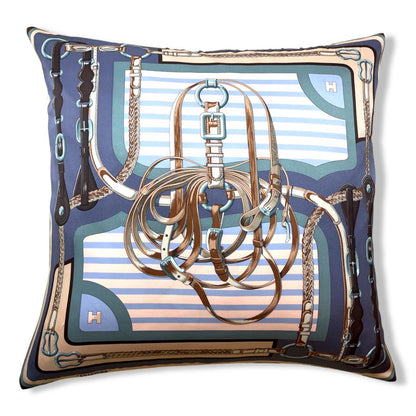 Vintage Hermes Pillow Coaching Vintage Silk Scarf Pillow 28" at Vintage Luxe Up