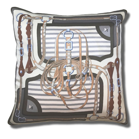 Vintage Hermes Pillow Coaching Vintage Silk Scarf Pillow 28" at Vintage Luxe Up