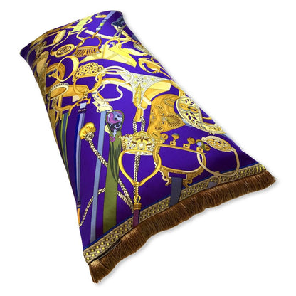 Concours d'Etriers Vintage Silk Scarf Lumbar Pillow 35"
