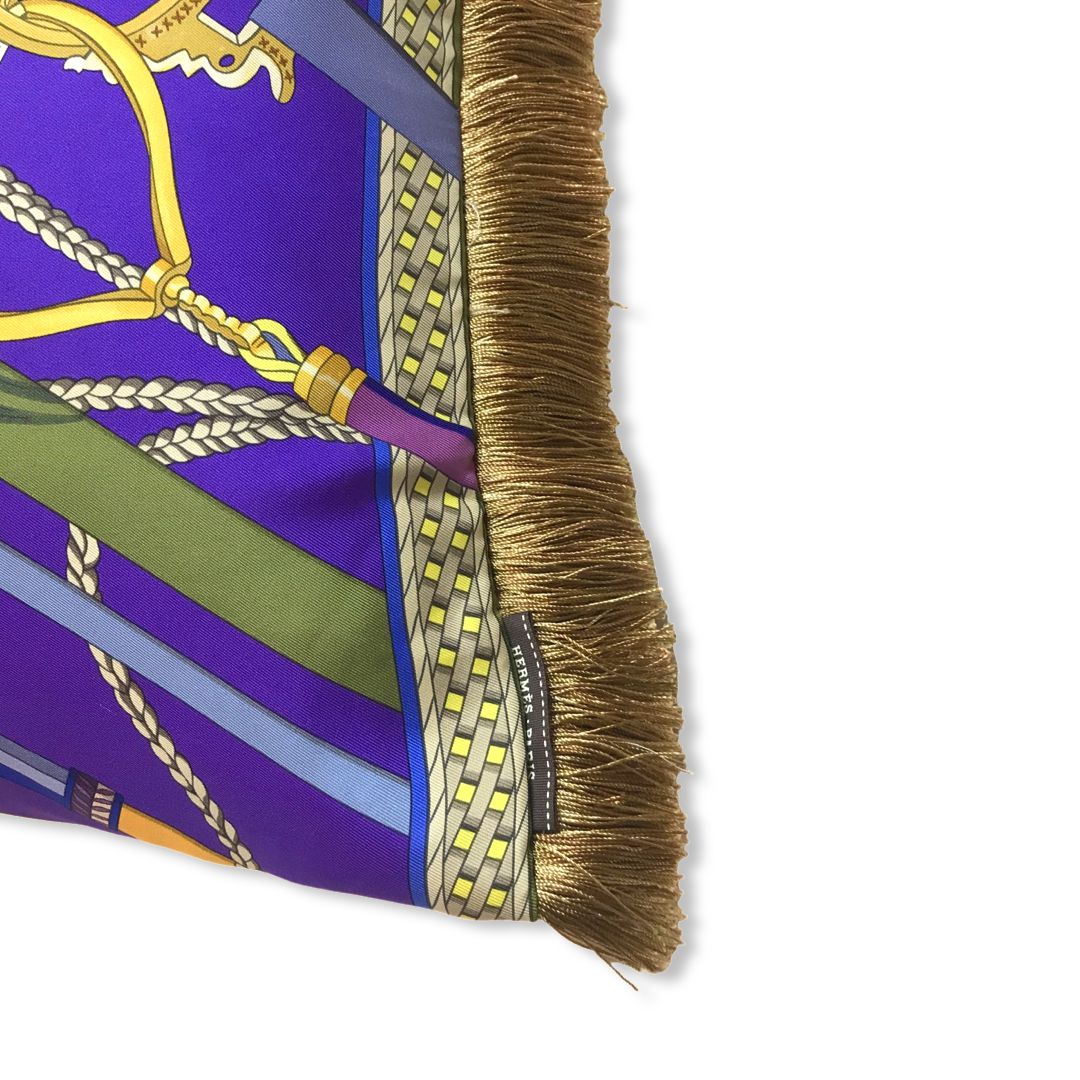 Concours d'Etriers Vintage Silk Scarf Lumbar Pillow 35"