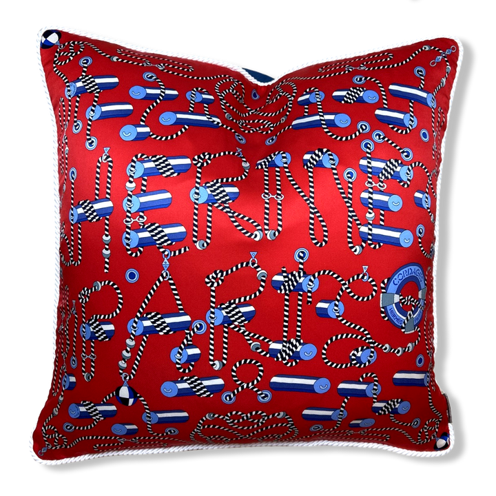Cordages Rouge Vintage Silk Scarf Pillow 26"