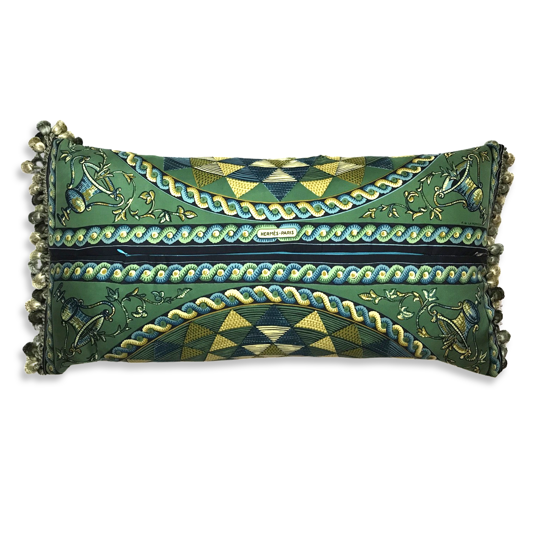 Corinth Vintage Silk Scarf Lumbar Pillow 35"