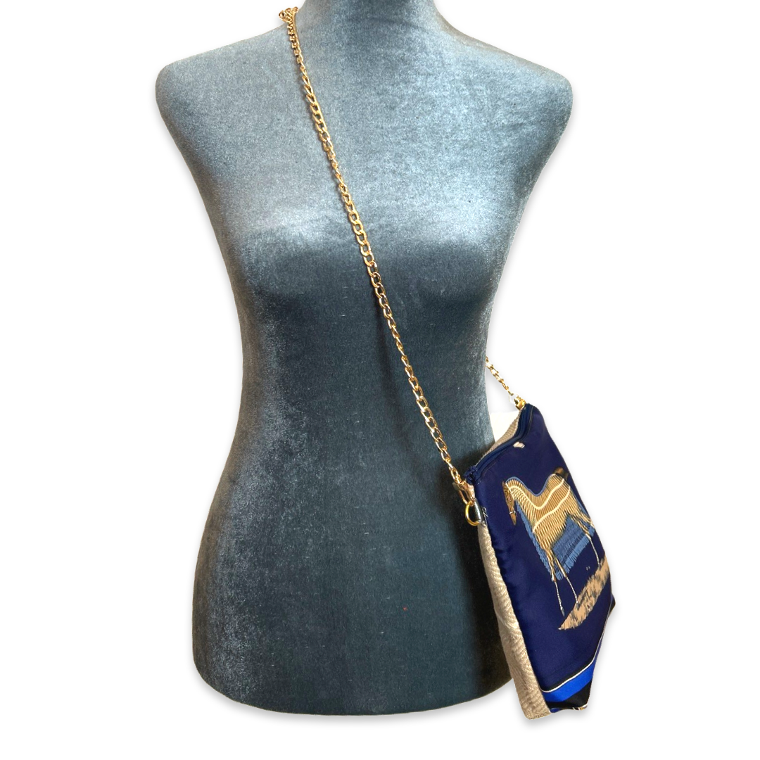 Couvertures et Tenues du Jour Blue Vintage Scarf Crossbody Bag