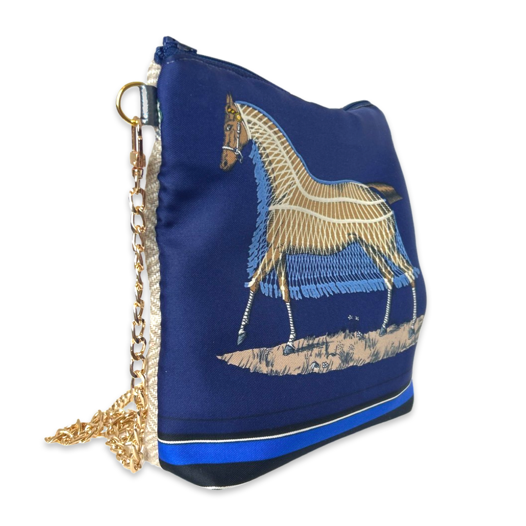 Vintage Hermes Crossbody Bag Couvertures et Tenues du Jour Blue Vintage Scarf Crossbody Bag at Vintage Luxe Up