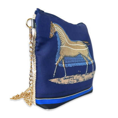 Vintage Hermes Crossbody Bag Couvertures et Tenues du Jour Blue Vintage Scarf Crossbody Bag at Vintage Luxe Up