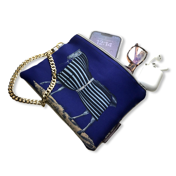 Vintage Hermes Scarf Wristlet Bag Couvertures et Tenues du Jour Blue Vintage Silk Scarf Wristlet Grand Bag at Vintage Luxe Up