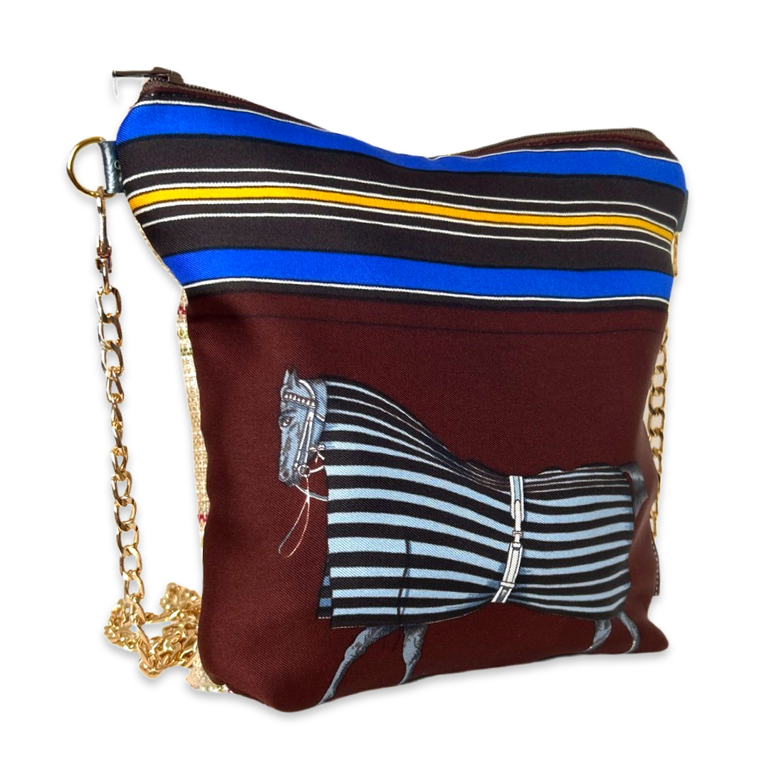 Vintage Hermes Crossbody Bag Couvertures et Tenues du Jour Brown Vintage Scarf Crossbody Bag at Vintage Luxe Up