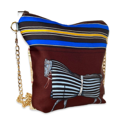 Vintage Hermes Crossbody Bag Couvertures et Tenues du Jour Brown Vintage Scarf Crossbody Bag at Vintage Luxe Up