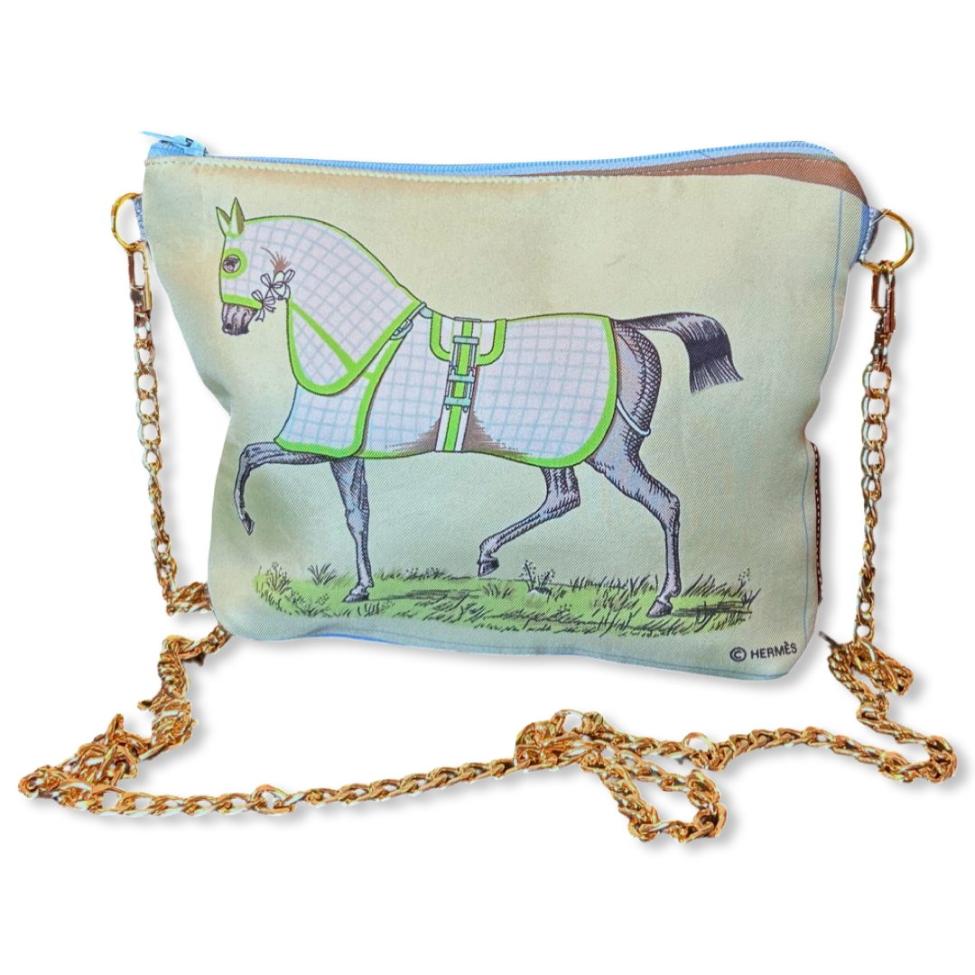 Vintage Hermes Crossbody Bag Couvertures et Tenues du Jour Celadon Vintage Scarf Crossbody Bag at Vintage Luxe Up