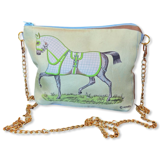Vintage Hermes Crossbody Bag Couvertures et Tenues du Jour Celadon Vintage Scarf Crossbody Bag at Vintage Luxe Up
