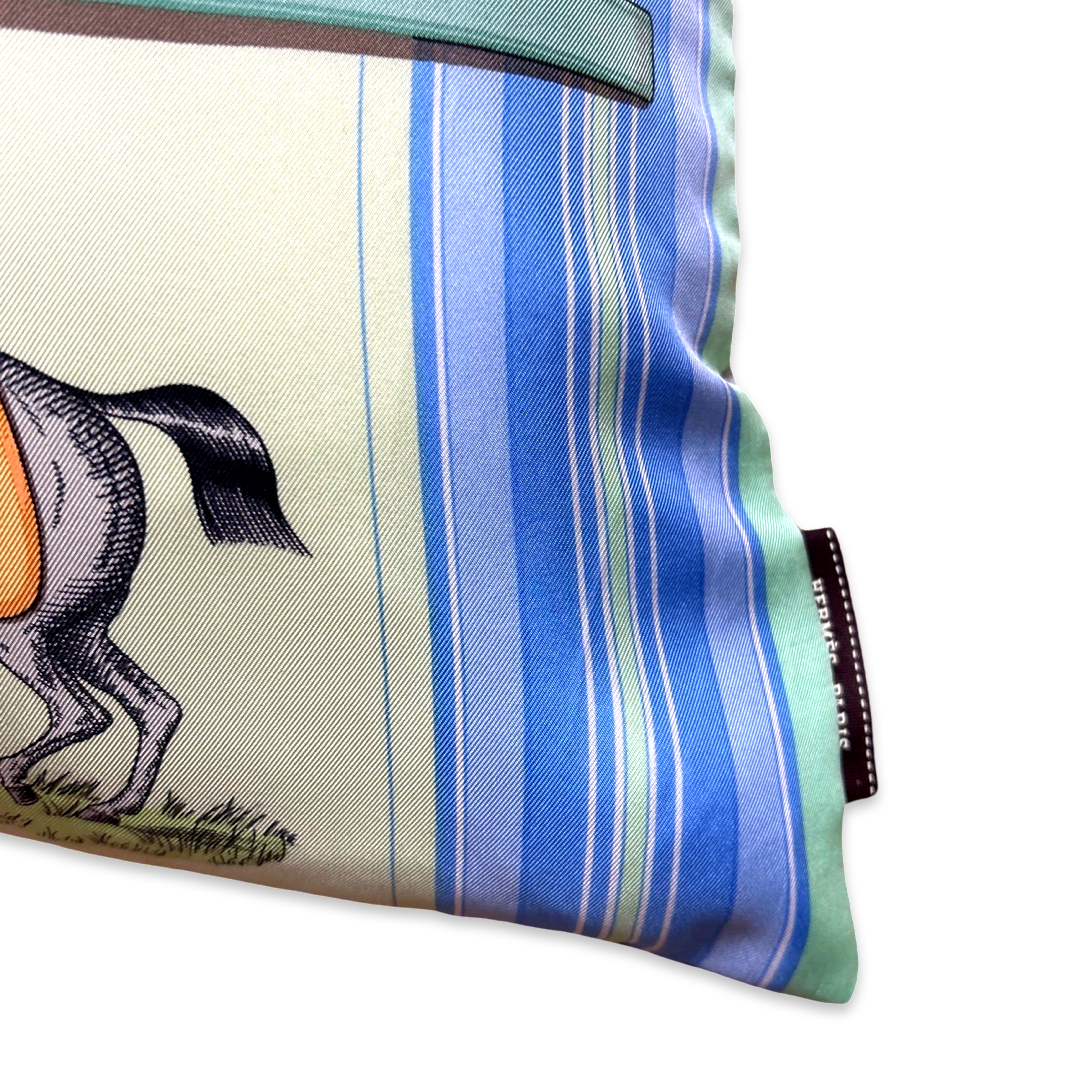 Couvertures et Tenues du Jour Celadon Vintage Silk Scarf Lumbar Pillow 35"