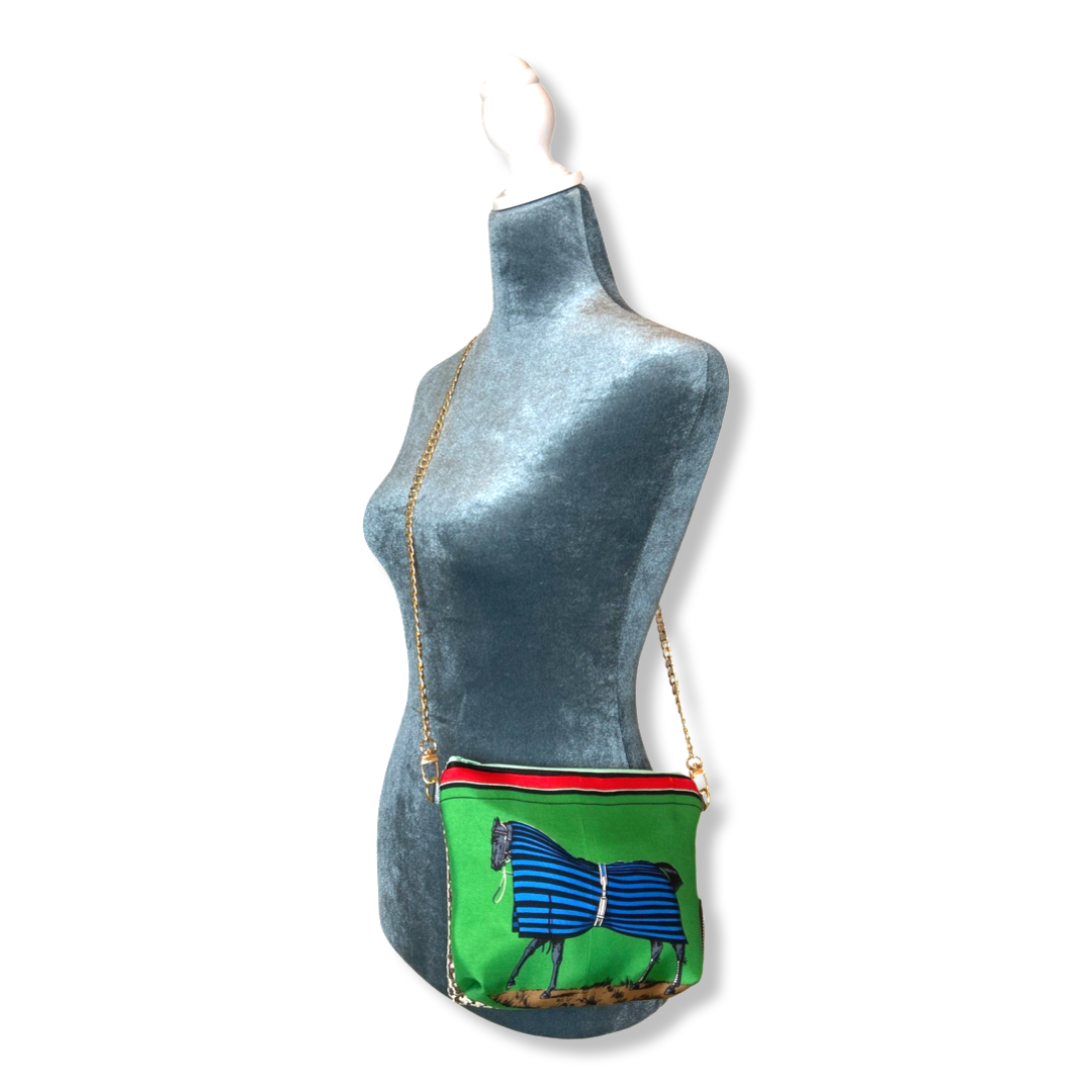 Vintage Hermes Crossbody Bag Couvertures et Tenues du Jour Green Vintage Scarf Crossbody Bag at Vintage Luxe Up