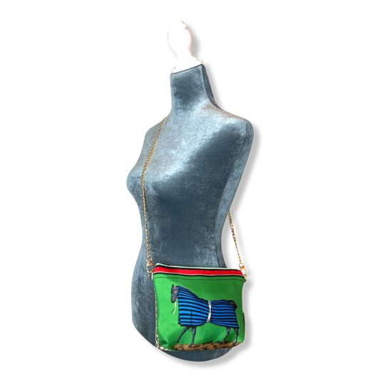 Vintage Hermes Crossbody Bag Couvertures et Tenues du Jour Green Vintage Scarf Crossbody Bag at Vintage Luxe Up