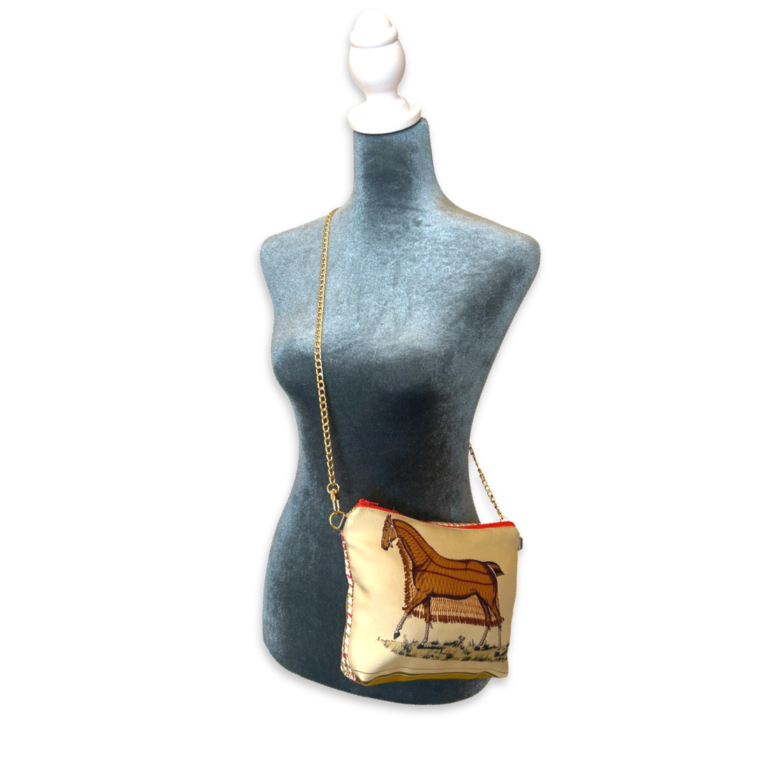 Vintage Hermes Crossbody Bag Couvertures et Tenues du Jour Neutral Vintage Scarf Crossbody Bag at Vintage Luxe Up