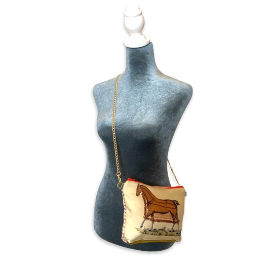 Vintage Hermes Crossbody Bag Couvertures et Tenues du Jour Neutral Vintage Scarf Crossbody Bag at Vintage Luxe Up