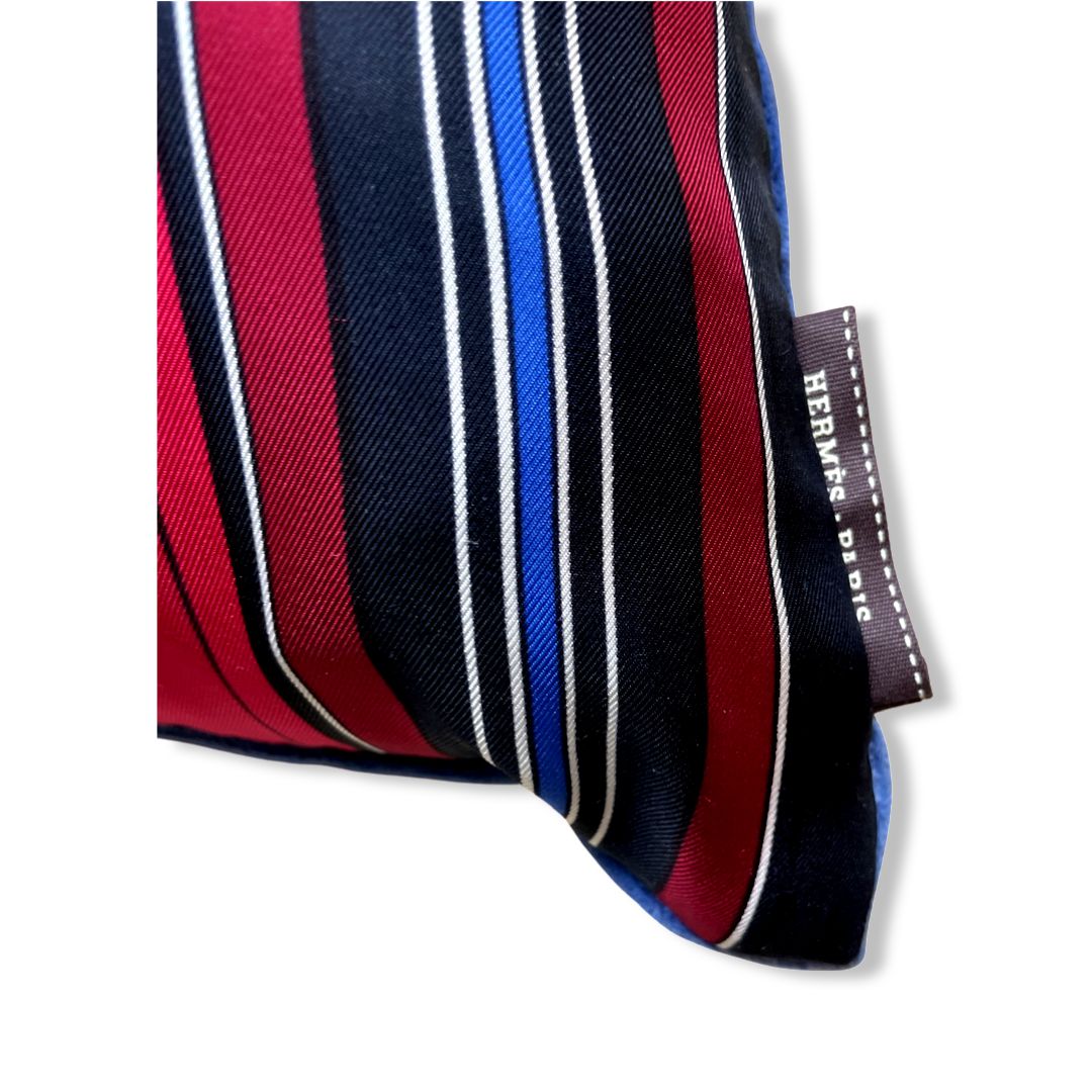 Couvertures et Tenues du Jour Red Vintage Silk Scarf Lumbar Pillow 35"