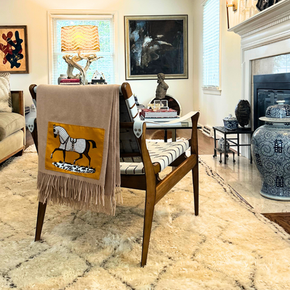 Vintage Hermes Blanket Couvertures et Tenues du Jour Vintage Silk Scarf & Cashmere Throw Blanket at Vintage Luxe Up