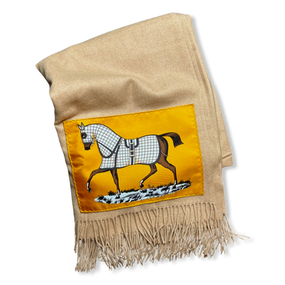Vintage Hermes Blanket Couvertures et Tenues du Jour Vintage Silk Scarf & Cashmere Throw Blanket at Vintage Luxe Up