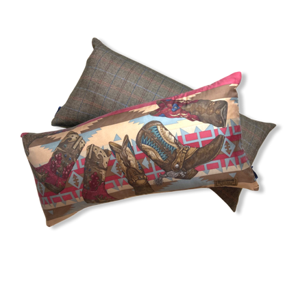 Vintage Ralph Lauren Pillow Cowboy Boots Vintage Silk Scarf Pillows 35" at Vintage Luxe Up