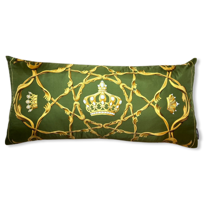 Vintage Hermes Pillow Crown Vintage Silk Scarf Lumbar Pillow 35" at Vintage Luxe Up