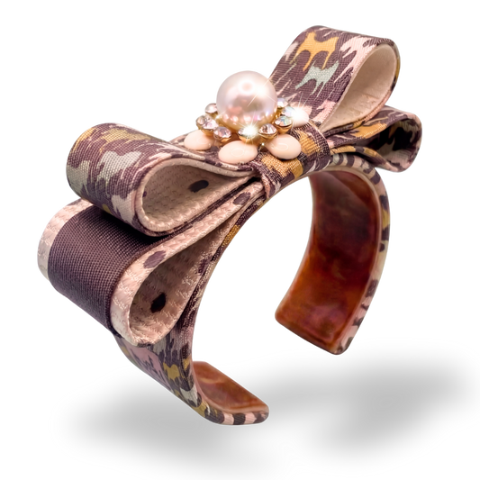 Equestrian Vintage Silk Necktie Cuff Bracelet