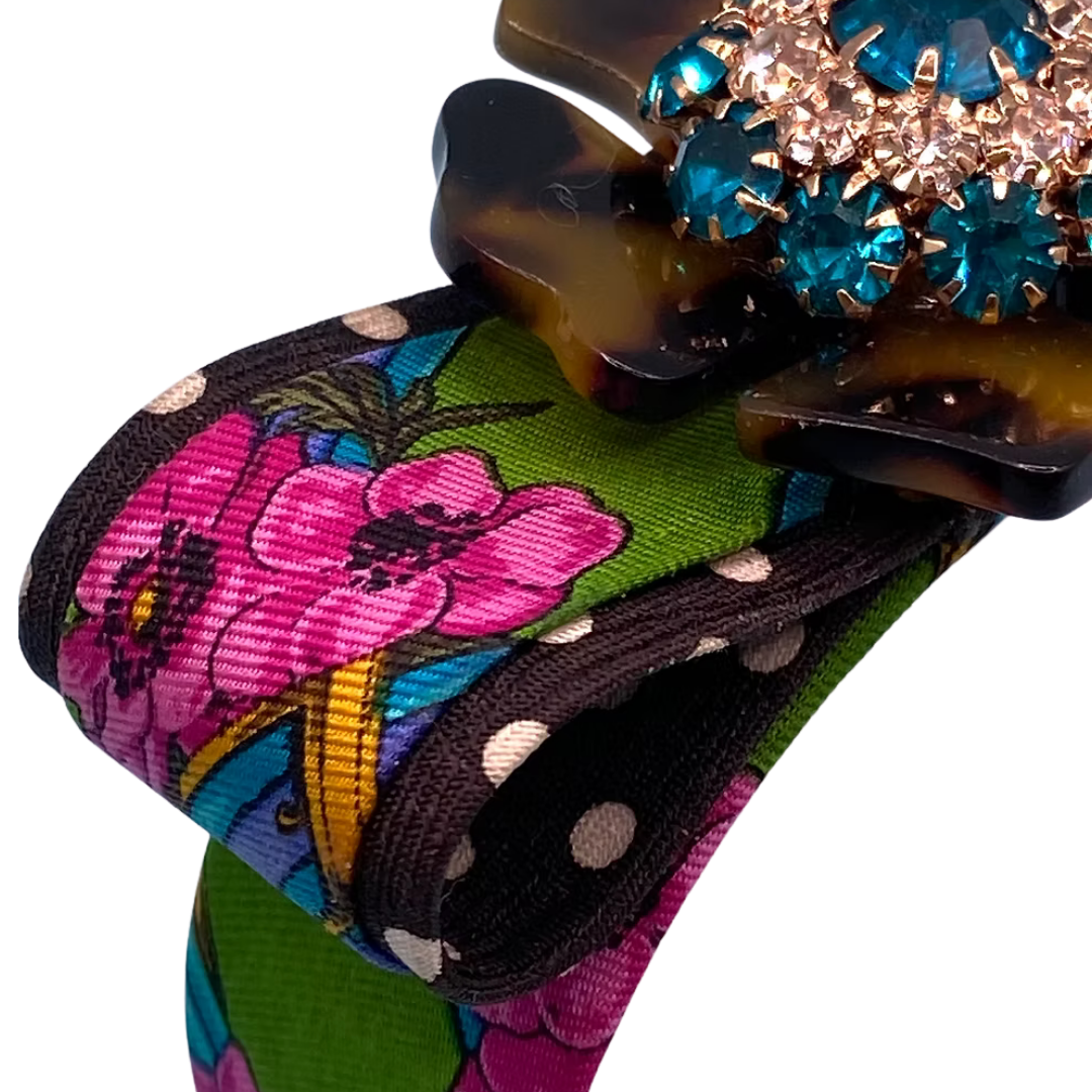 Flower Vintage Silk Necktie Cuff Bracelet