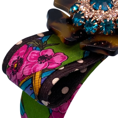 Flower Vintage Silk Necktie Cuff Bracelet