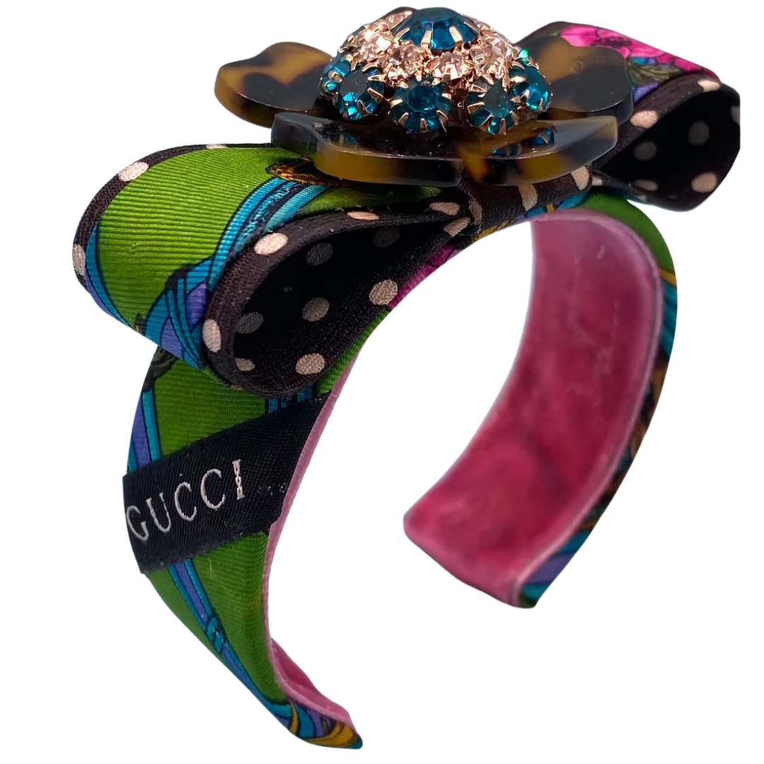 Flower Vintage Silk Necktie Cuff Bracelet