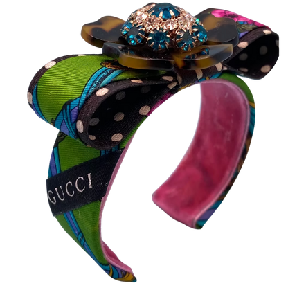 Flower Vintage Silk Necktie Cuff Bracelet