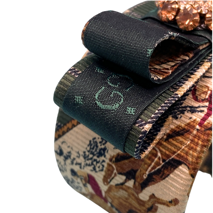 GG Equestrian Vintage Silk Necktie Cuff Bracelet