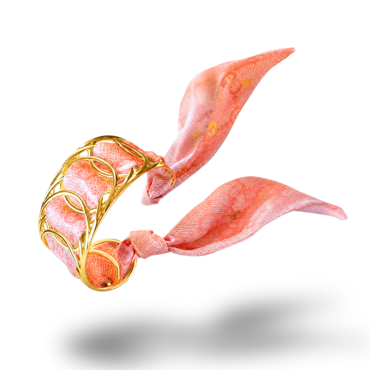 GG Horsebit Pink Vintage Scarf Cuff Bracelet