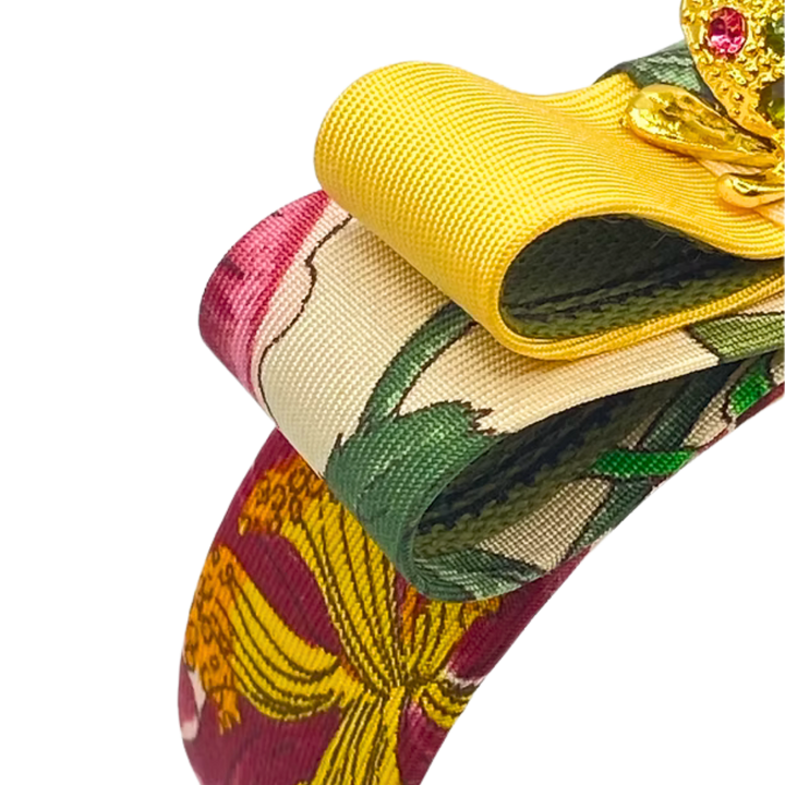 Flora Ivory Ladybug Vintage Silk Necktie Cuff Bracelet