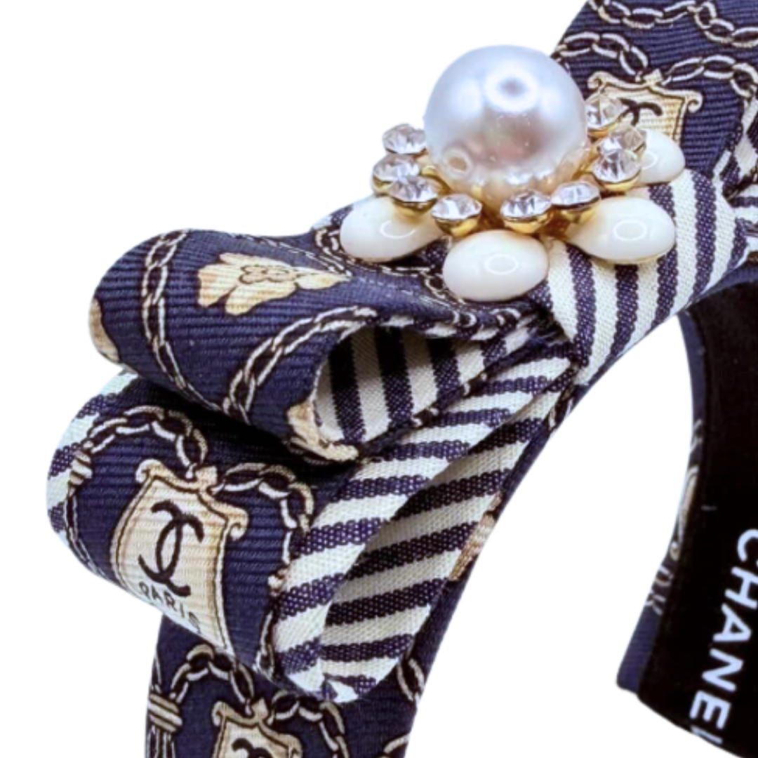 CC Shield Vintage Silk Necktie Cuff Bracelet