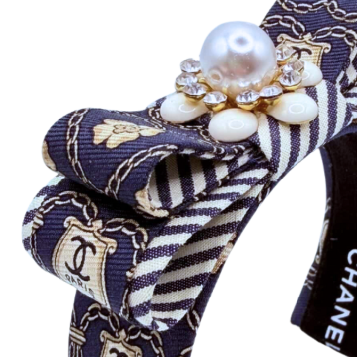 CC Shield Vintage Silk Necktie Cuff Bracelet
