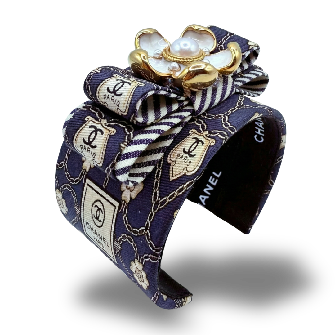 Chanel Silk Necktie Cuff Bracelet by Flock by Wild for Vintage Luxe Up