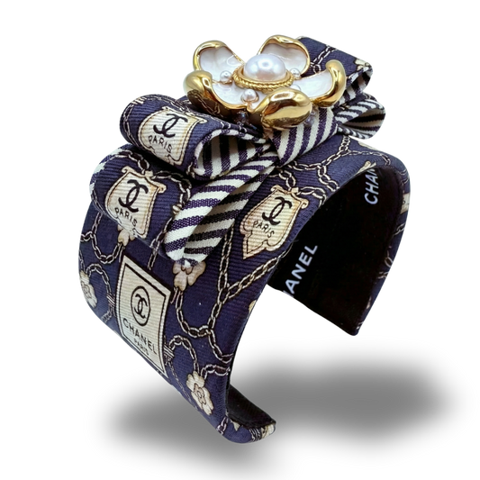 Chanel Silk Necktie Cuff Bracelet by Flock by Wild for Vintage Luxe Up