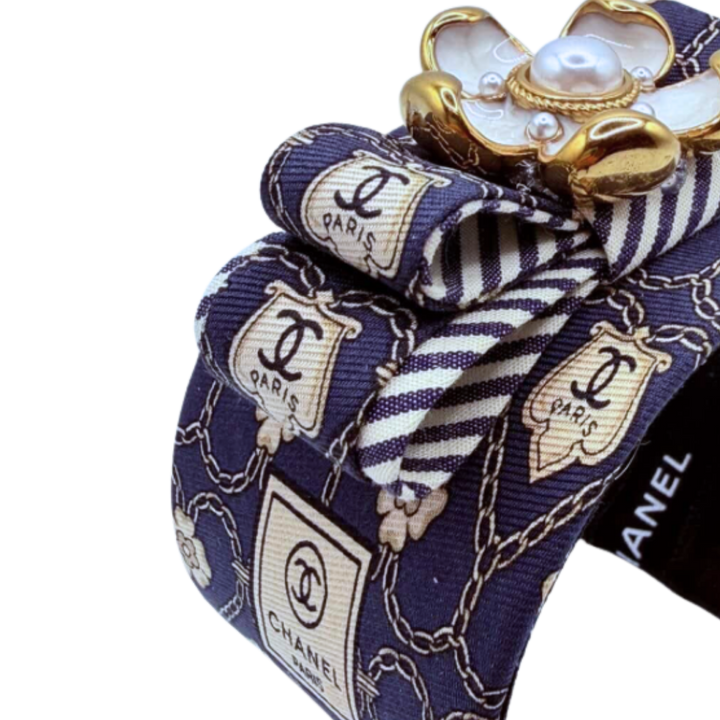 Chanel Silk Necktie Cuff Bracelet by Flock by Wild for Vintage Luxe Up
