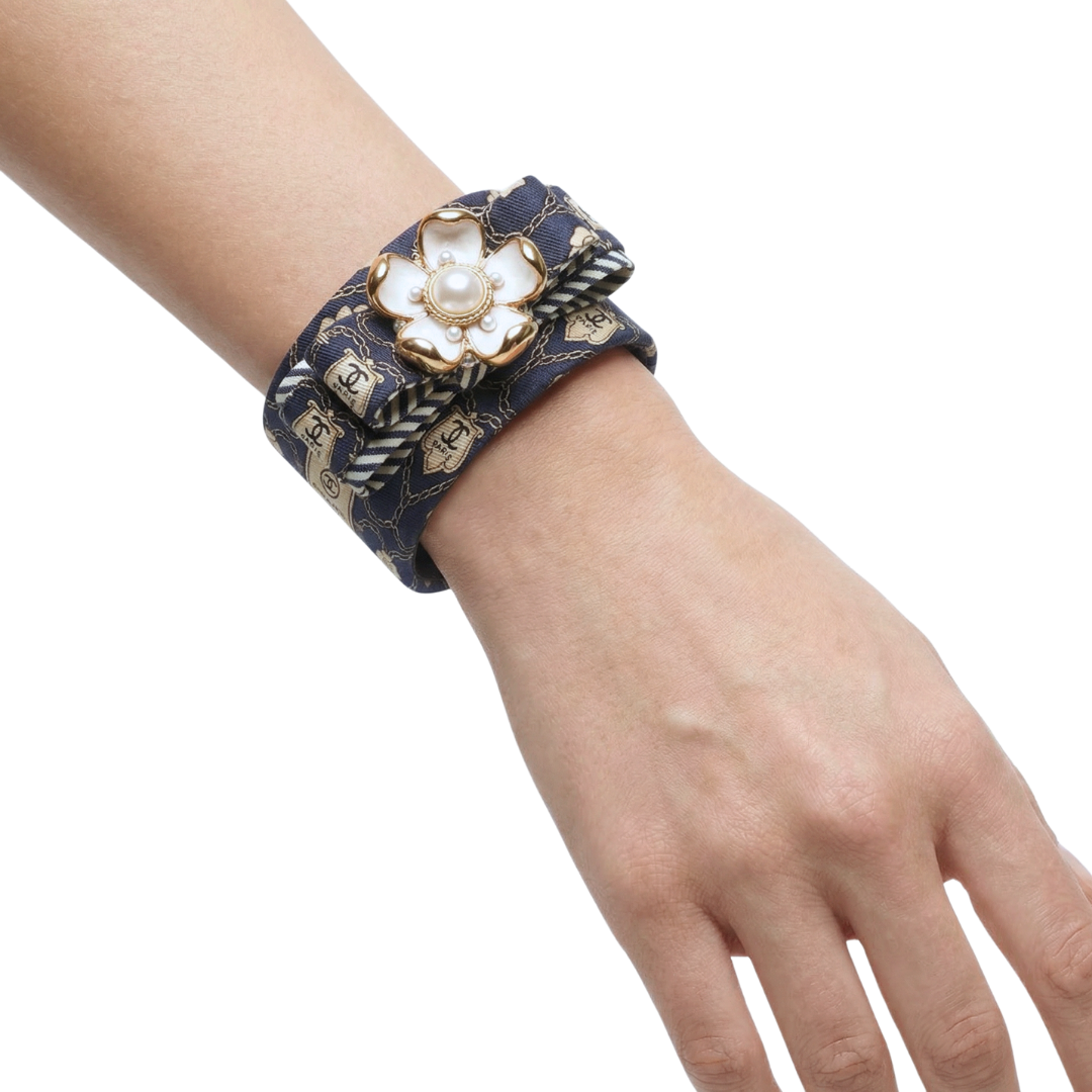 Chanel Silk Necktie Cuff Bracelet by Flock by Wild for Vintage Luxe Up