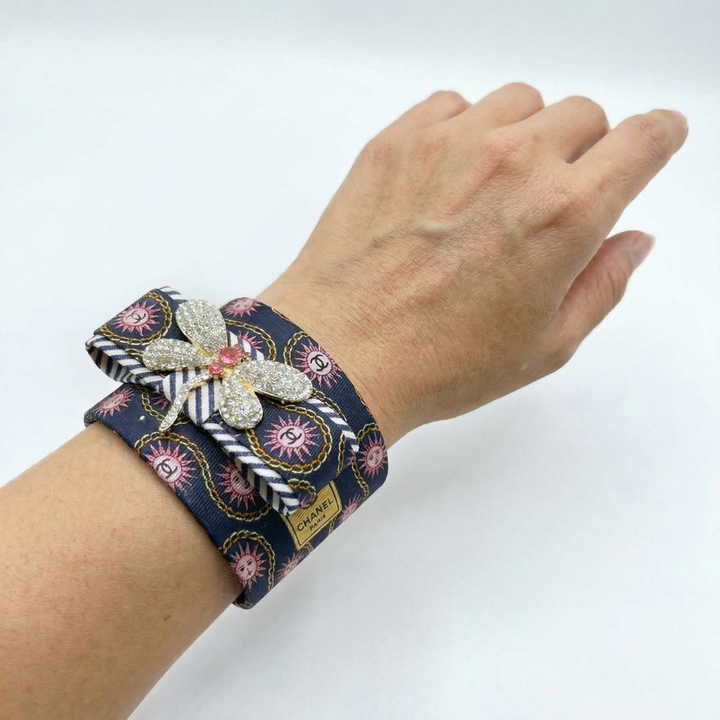 Chanel Silk Necktie Cuff Bracelet by Flock by Wild for Vintage Luxe Up