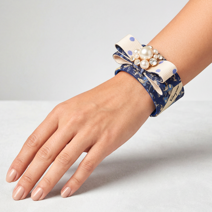 Ferragamo Silk Necktie Cuff Bracelet by Flock by Wild for Vintage Luxe Up