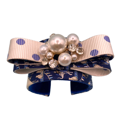 Circus Print Vintage Silk Necktie Cuff Bracelet
