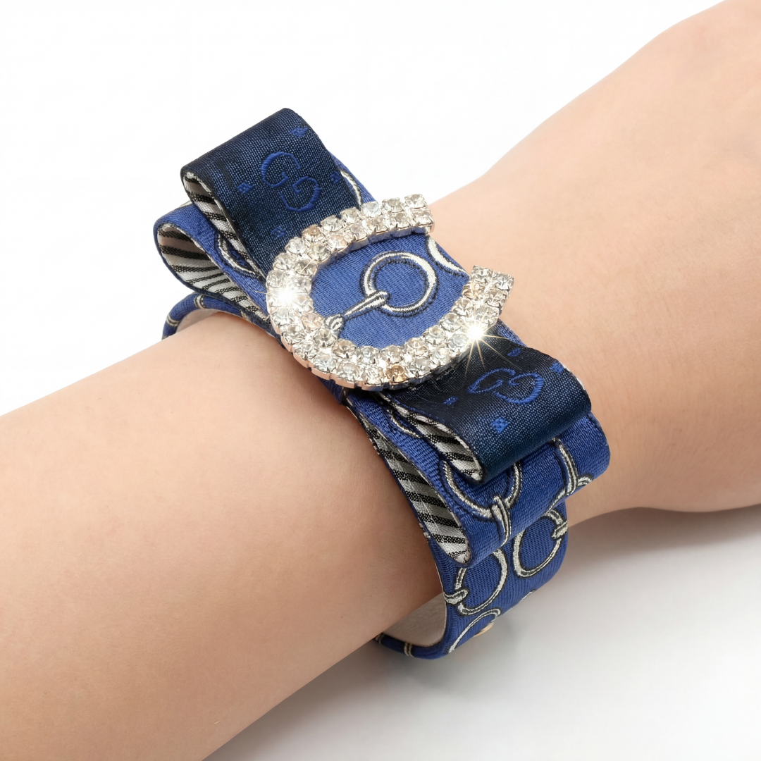 GG Equestrian Vintage Silk Necktie Cuff Bracelet