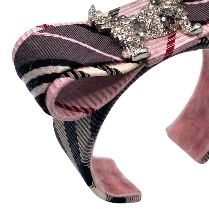 Nova Stripe Scottie Vintage Silk Necktie Cuff Bracelet