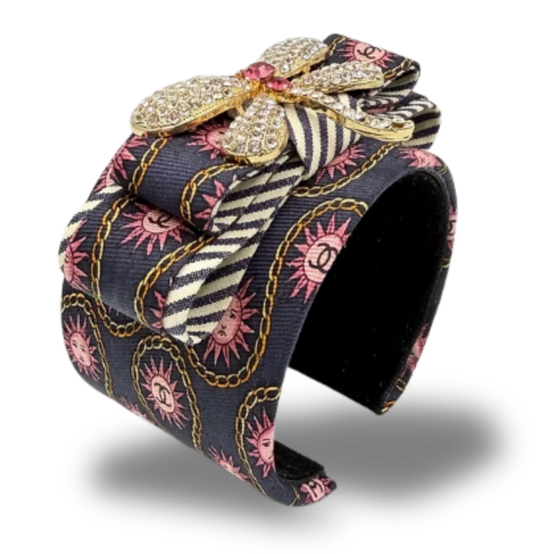 CC Sun Dragonfly Vintage Silk Necktie Cuff Bracelet