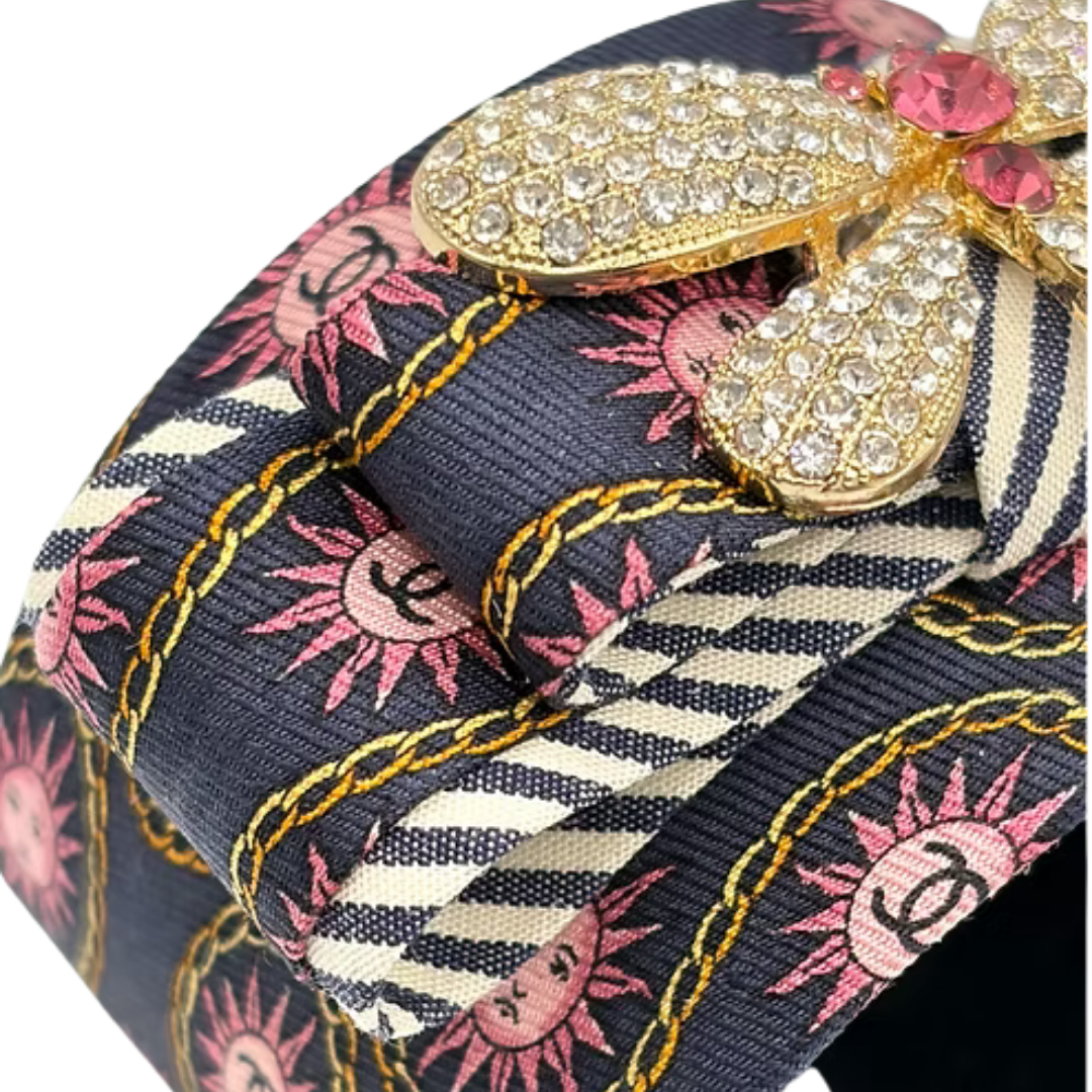 CC Sun Dragonfly Vintage Silk Necktie Cuff Bracelet